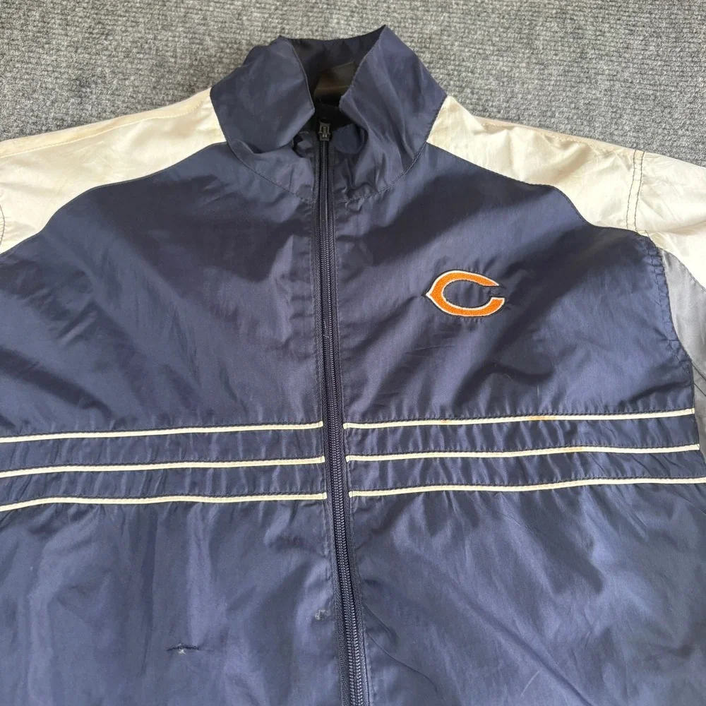 Reebok Chicago Bears NFL Windbreaker Jacket Mens XL Navy Blue Full Zip Sporty